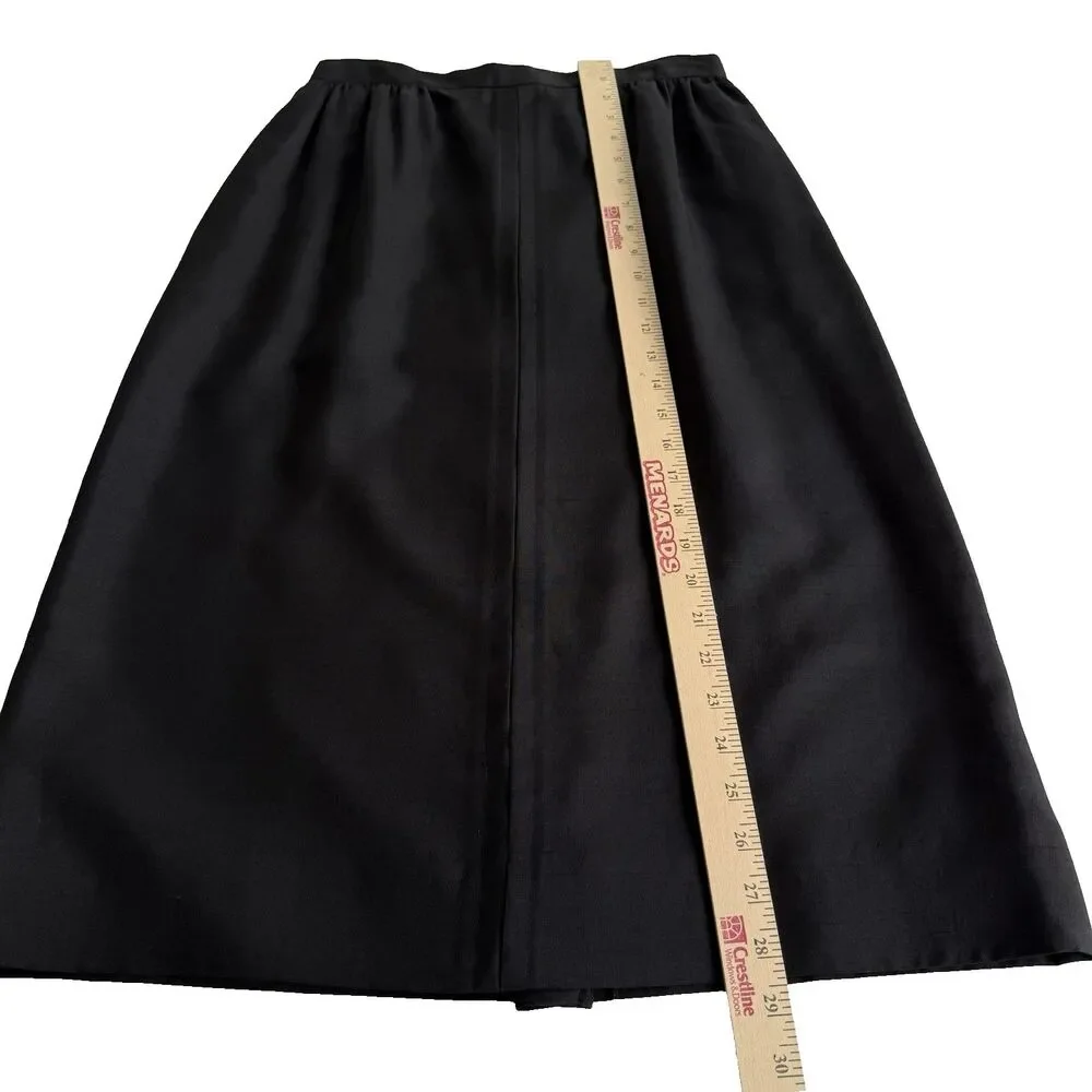 Vintage Carlisle Deadstock 100% Silk Shantung Black Pencil Skirt Hong Kong Sz 10